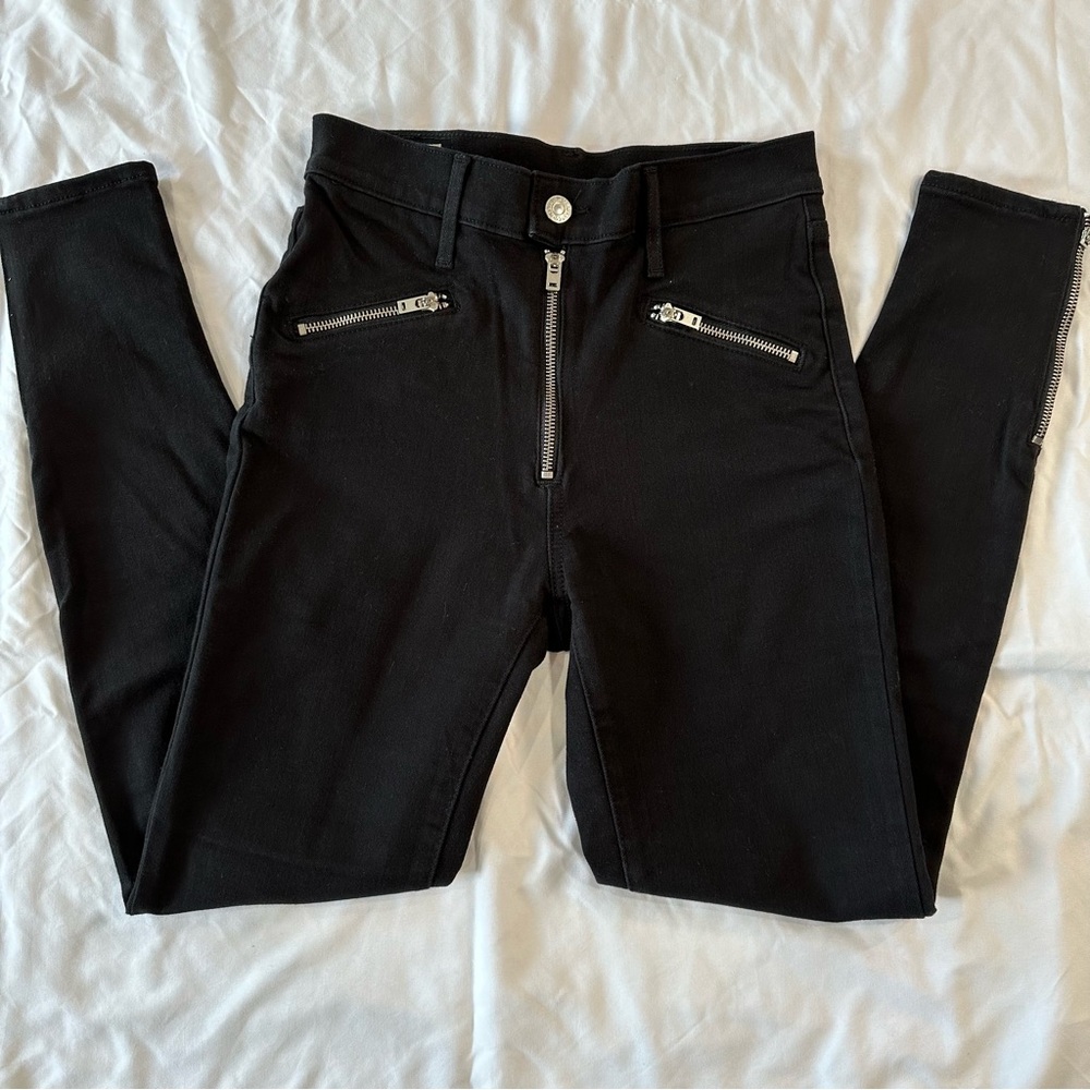 Levi's Mile High Black Moto Ankle Jeans | Black